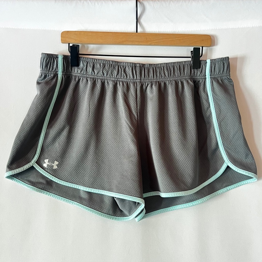 Under Armour HeatGear Womens Shorts XL Gray Blue Loose Athletic Gym Workout